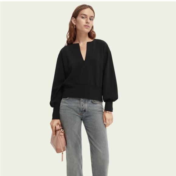 Scotch & Soda Good Luck Charm Voluminous Sleeve Soft Sweatshirt blue fall casual - Picture 9 of 9